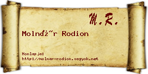 Molnár Rodion névjegykártya